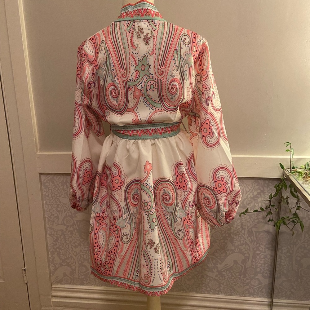 SHEIN pink/green paisley dress NWOT